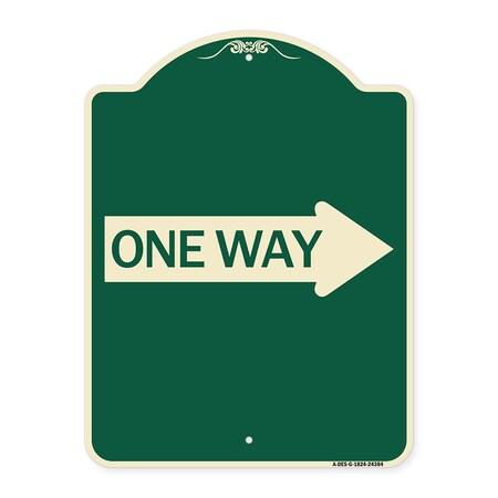 Signmission One Way With Right Arrow Heavy-Gauge Aluminum Architectural Sign, 24" x 18", G-1824-24384 A-DES-G-1824-24384
